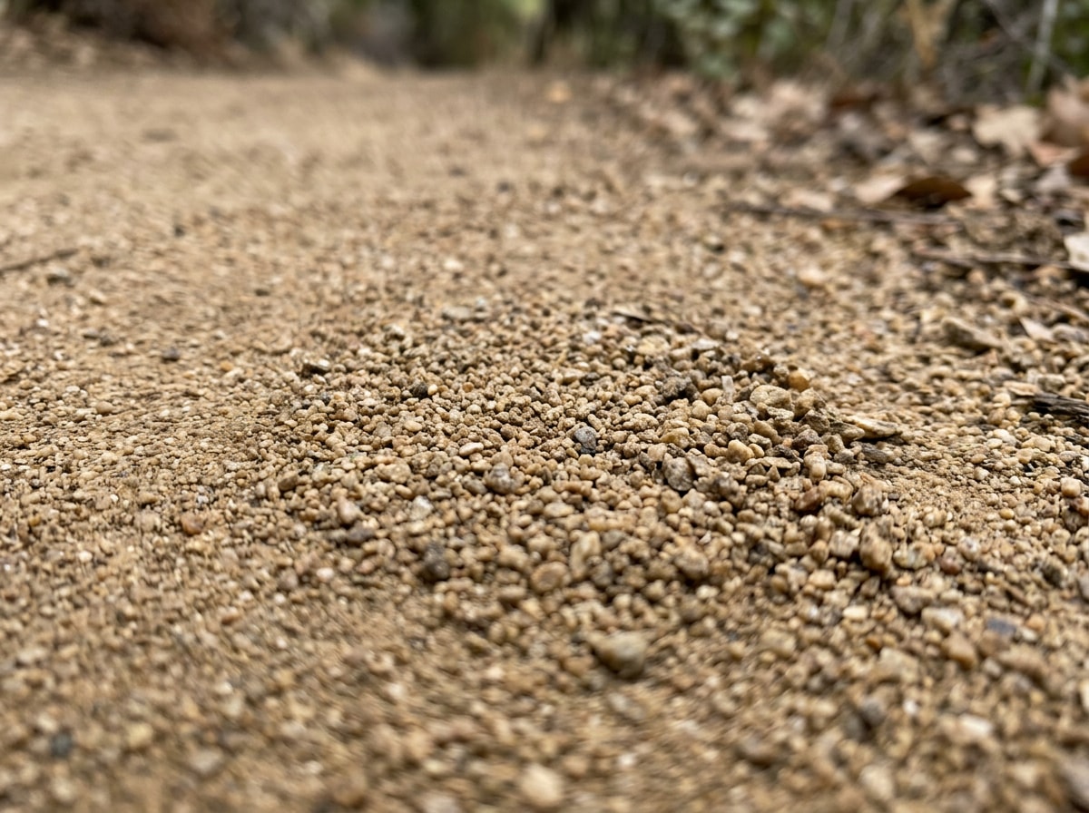 Close-up texture of decomposed granite used for crushed granite patio and pathway projects
