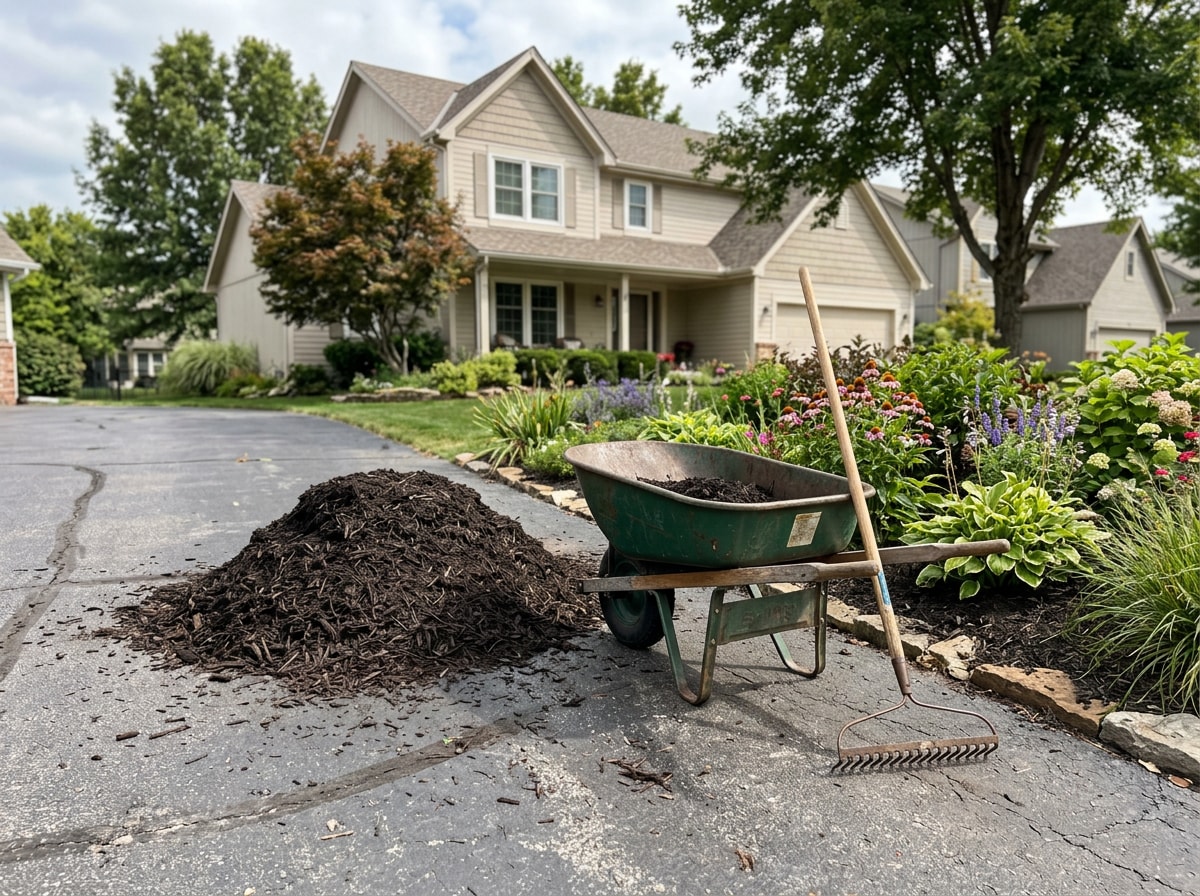 Quick-reference cost snapshot showing average mulch installation price per cubic yard and typical Bel Aire flower bed pricing