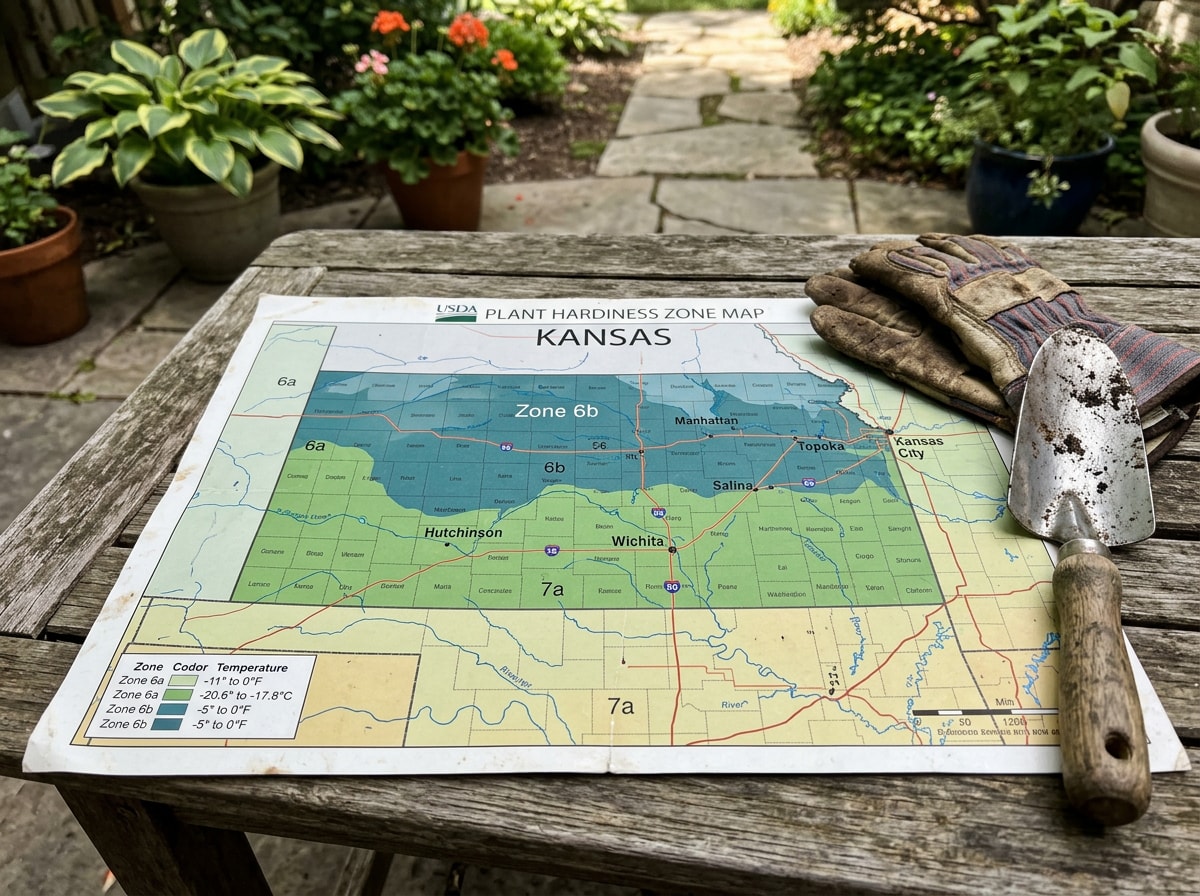USDA Plant Hardiness Zone Map showing Valley Center, KS in Zone 6b