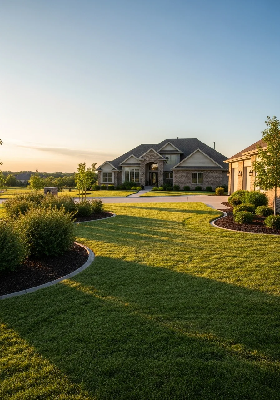 Maize home exterior with mature landscaping and acreage setting, representing the area's blend of suburban and rural properties.